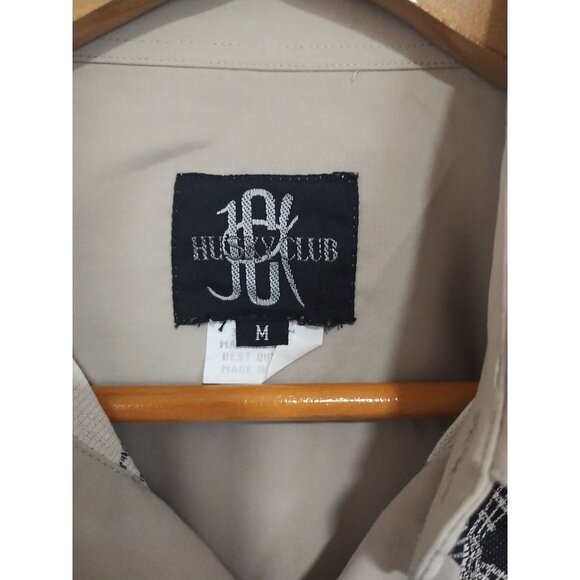 VTG Husky Club Long Slv Button Down Shirt Embroidered Black & Tan M Made in USA - Picture 4 of 6